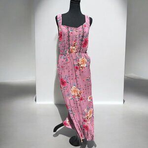 Sleeveless Pink Floral Maxi Dress